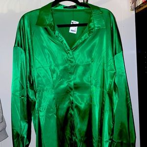 Satin shirt dress